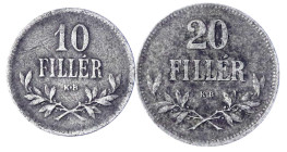 Römisch Deutsches Reich - Haus Habsburg - Karl I., 1916-1918
2 Eisenmünzen: 10 Filler 1915 KB und 20 Filler 1921 KB, für Ungarn. sehr schön