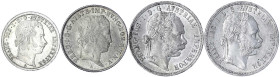 Römisch Deutsches Reich - Haus Habsburg - Lots
4 Silbermünzen: 20 Kreuzer 1848, 1/4 Gulden 1862, Gulden 1880 und 1882. Alle Wien. alle prägefrisch/fa...