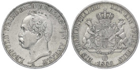 Altdeutsche Münzen und Medaillen - Anhalt-Dessau - Leopold Friedrich, 1817-1871
Vereinstaler 1866 A. fast sehr schön, Kratzer Jaeger 79. Thun 10. AKS...