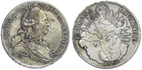 Altdeutsche Münzen und Medaillen - Bayern - Karl Theodor, 1777-1799
Madonnentaler 1778, München. H. ST. am Armabschnitt. sehr schön, Überprägungsspur...