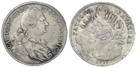 Altdeutsche Münzen und Medaillen - Bayern - Karl Theodor, 1777-1799
Madonnentaler 1778, München. 27,76 g. sehr schön, min. justiert Hahn 345. Wittels...