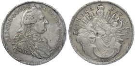 Altdeutsche Münzen und Medaillen - Bayern - Karl Theodor, 1777-1799
Madonnentaler 1783, München. fast vorzüglich, selten in dieser Erhaltung Hahn 346...