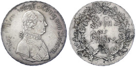 Altdeutsche Münzen und Medaillen - Bayern - Maximilian IV. (I.) Joseph, 1799-1806-1825
1/2 Schulpreistaler o.J. sehr schön, Broschierspuren Jaeger 17...