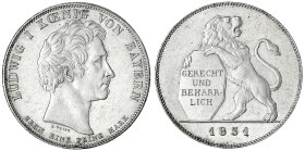Altdeutsche Münzen und Medaillen - Bayern - Ludwig I., 1825-1848
Geschichtstaler 1831. Gerecht und beharrlich. vorzüglich/Stempelglanz, kl. Kratzer E...