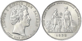 Altdeutsche Münzen und Medaillen - Bayern - Ludwig I., 1825-1848
Geschichtstaler 1832. Griechenlands erster König. prägefrisch/fast Stempelglanz, lei...