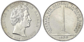 Altdeutsche Münzen und Medaillen - Bayern - Ludwig I., 1825-1848
Geschichtstaler 1833. Denkmahl der "Dreyssig Tausend Bayern". vorzüglich/Stempelglan...