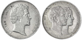 Altdeutsche Münzen und Medaillen - Bayern - Ludwig I., 1825-1848
Geschichtsdoppeltaler 1842. Maximilian u. Marie. Randschrift a. gutes vorzüglich, mi...
