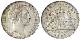 Altdeutsche Münzen und Medaillen - Bayern - Maximilian II. Joseph, 1848-1864
Doppelgulden 1851. fast vorzüglich Jaeger 83. Thun 90. AKS 150.