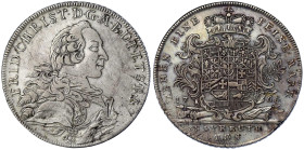 Altdeutsche Münzen und Medaillen - Brandenburg-Bayreuth - Friedrich Christian, 1763-1769
Konventionstaler 1766, BAYREUTH und E*S im Abschnitt. 28,02 ...