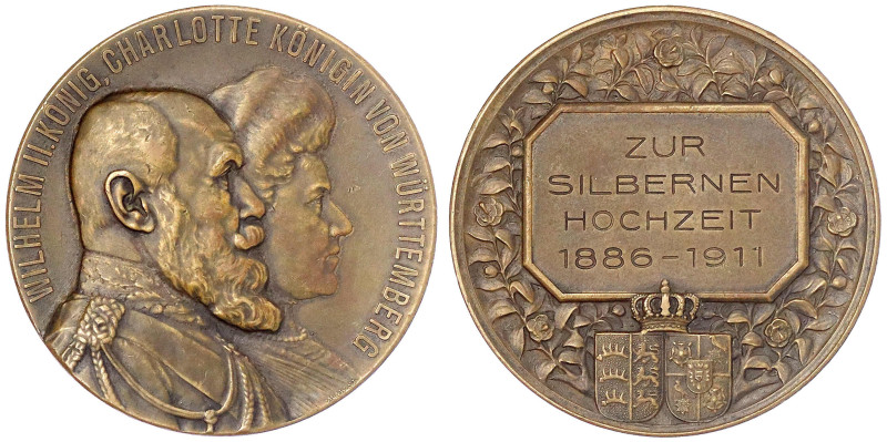 Altdeutsche Münzen und Medaillen - Württemberg - Wilhelm II., 1891-1918
Bronzem...