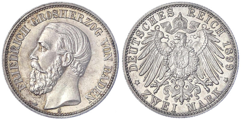 Reichssilbermünzen J. 19-178 - Baden - Friedrich I., 1856-1907
2 Mark 1899 G. A...