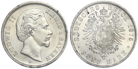 Reichssilbermünzen J. 19-178 - Bayern - Ludwig II., 1864-1886
5 Mark 1875 D. prägefrisch/fast Stempelglanz Jaeger 42.
