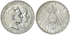 Reichssilbermünzen J. 19-178 - Braunschweig - Ernst August, 1913-1916
3 Mark 1915 A. Mit Lüneburg. gutes vorzüglich, etwas berieben Jaeger 57.