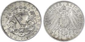 Reichssilbermünzen J. 19-178 - Bremen - 
2 Mark 1904 J. vorzüglich/Stempelglanz Jaeger 59.