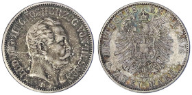 Reichssilbermünzen J. 19-178 - Hessen - Ludwig III., 1848-1877
2 Mark 1876 H. fast vorzüglich, Patina Jaeger 66.