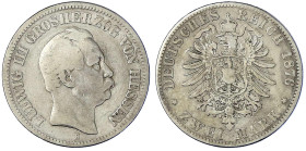 Reichssilbermünzen J. 19-178 - Hessen - Ludwig III., 1848-1877
2 Mark 1876 H. schön/sehr schön Jaeger 66.
