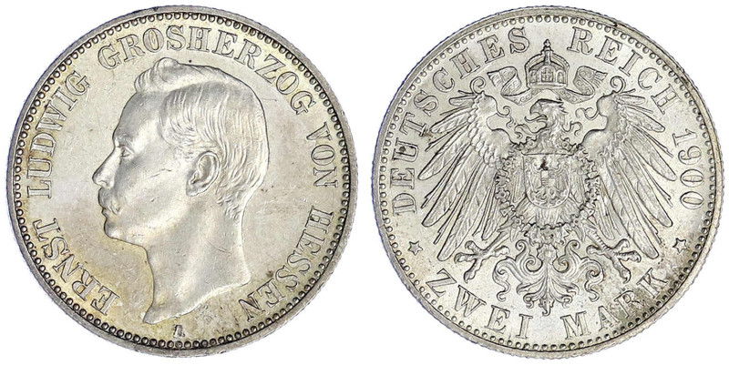 Reichssilbermünzen J. 19-178 - Hessen - Ernst Ludwig, 1892-1918
2 Mark 1900 A. ...