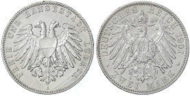 Reichssilbermünzen J. 19-178 - Lübeck - 
2 Mark 1901 A. gutes vorzüglich Jaeger 80.
