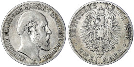Reichssilbermünzen J. 19-178 - Mecklenburg-Schwerin - Friedrich Franz II., 1842-1883
2 Mark 1876 A. fast sehr schön Jaeger 84.
