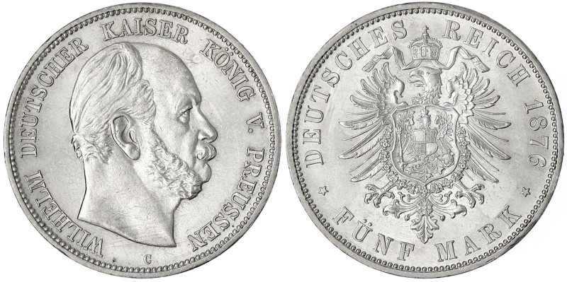 Reichssilbermünzen J. 19-178 - Preußen - Wilhelm I., 1861-1888
5 Mark 1876 C. p...