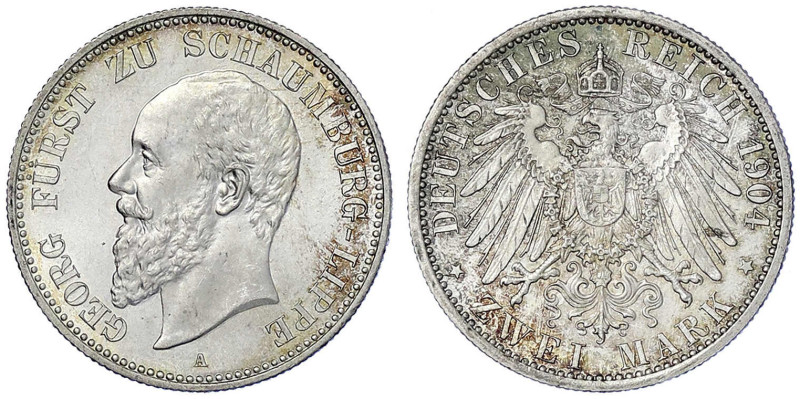 Reichssilbermünzen J. 19-178 - Schaumburg-Lippe - Georg, 1893-1911
2 Mark 1904 ...