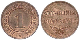 Kolonien und Nebengebiete - Deutsch-Neuguinea - Neuguinea Compagnie
1 Neuguinea Pfennig 1894 A. vorzüglich/Stempelglanz Jaeger 701.