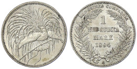 Kolonien und Nebengebiete - Deutsch-Neuguinea - Neuguinea Compagnie
1 Neuguinea-Mark 1894 A, Paradiesvogel. gutes vorzüglich Jaeger 705.