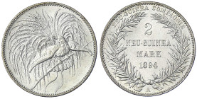 Kolonien und Nebengebiete - Deutsch-Neuguinea - Neuguinea Compagnie
2 Neuguinea-Mark 1894 A, Paradiesvogel. fast Stempelglanz, Prachtexemplar Jaeger ...