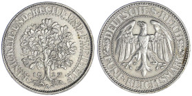 Weimarer Republik - Kursmünzen - 5 Reichsmark Eichbaum Silber 1927-1933
1927 A. fast vorzüglich, kl. Randfehler Jaeger 331.