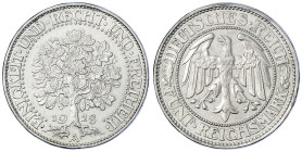 Weimarer Republik - Kursmünzen - 5 Reichsmark Eichbaum Silber 1927-1933
1928 A . fast vorzüglich, Randfehler Jaeger 331.