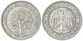 Weimarer Republik - Kursmünzen - 5 Reichsmark Eichbaum Silber 1927-1933
1928 D. vorzüglich Jaeger 331.
