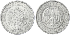Weimarer Republik - Kursmünzen - 5 Reichsmark Eichbaum Silber 1927-1933
1930 A. gutes vorzüglich Jaeger 331.