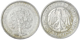 Weimarer Republik - Kursmünzen - 5 Reichsmark Eichbaum Silber 1927-1933
1931 A. gutes sehr schön Jaeger 331.