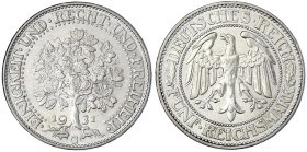 Weimarer Republik - Kursmünzen - 5 Reichsmark Eichbaum Silber 1927-1933
1931 G. vorzüglich Jaeger 331.