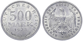Weimarer Republik - Kursmünzen - 500 Mark, Aluminium 1923
1923 J. prägefrisch Jaeger 305.