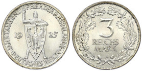 Weimarer Republik - Gedenkmünzen - 3 Reichsmark Rheinlande
1925 A. prägefrisch/fast Stempelglanz Jaeger 321.
