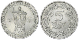 Weimarer Republik - Gedenkmünzen - 5 Reichsmark Rheinlande
1925 A. vorzüglich/Stempelglanz Jaeger 322.