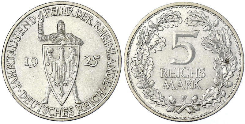 Weimarer Republik - Gedenkmünzen - 5 Reichsmark Rheinlande
1925 F. vorzüglich/S...