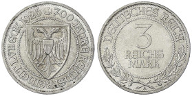 Weimarer Republik - Gedenkmünzen - 3 Reichsmark Lübeck
1926 A. vorzüglich Jaeger 323.