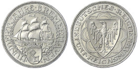 Weimarer Republik - Gedenkmünzen - 5 Reichsmark Bremerhaven
1927 A. gutes vorzüglich, kl. Randfehler Jaeger 326.