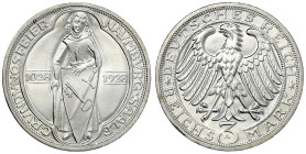 Weimarer Republik - Gedenkmünzen - 3 Reichsmark Naumburg/Saale
1928 A. fast Stempelglanz, Prachtexemplar Jaeger 333.