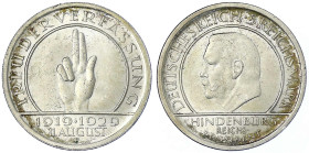 Weimarer Republik - Gedenkmünzen - 5 Reichsmark Schwurhand
1929 F. fast Stempelglanz, Prachtexemplar, feine Tönung Jaeger 341.