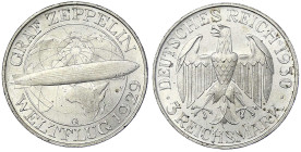 Weimarer Republik - Gedenkmünzen - 3 Reichsmark Zeppelin
1930 G. prägefrisch/fast Stempelglanz Jaeger 342.