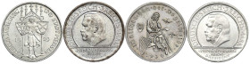 Weimarer Republik - Lots - 
4 Gedenkmünzen zu 3 Reichsmark ab 1929: Meissen, 2 X Schwurhand A, Vogelweide A. Polierte Platte- und vorzüglich/Stempelg...