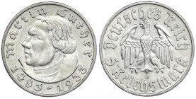 Drittes Reich - Gedenkmünzen - 5 Reichsmark Luther
1933 J. vorzüglich, kl. Kratzer Jaeger 353.