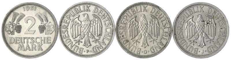 Münzen der Bundesrepublik Deutschland - Kursmünzen - 2 Deutsche Mark Ähren, Kupf...