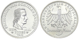 Münzen der Bundesrepublik Deutschland - Gedenkmünzen - 5 Deutsche Mark, Silber, 1952-1979
Schiller 1955 F. prägefrisch/fast Stempelglanz Jaeger 389....