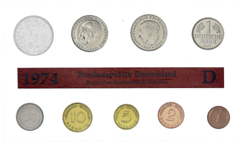 Münzen der Bundesrepublik Deutschland - Kursmünzensätze - 1 Pfennig - 5 Deutsche...