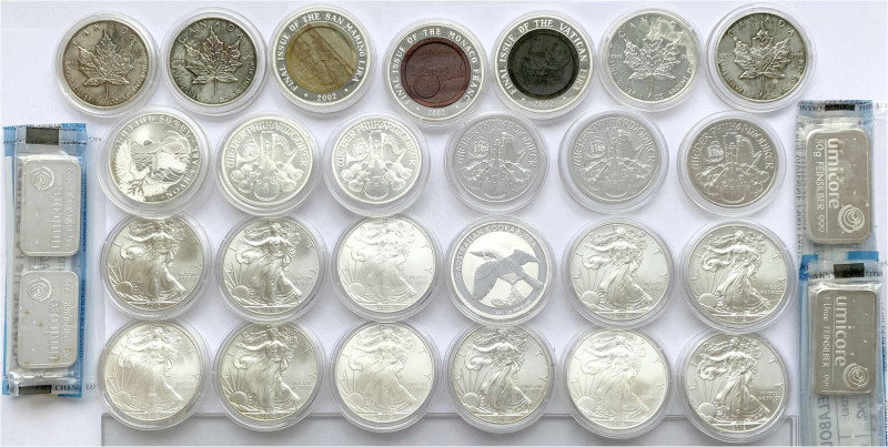 LOTS - Sammlungen allgemein - 
25 Silber-Unzen von Kanada, Armenien, Australien...