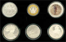 LOTS - Sammlungen allgemein - 
Sammelschatulle "The Allied Forces Silver Proof Collection" 2005 mit 6 Silbermünzen: USA, Kanada, GB, Russland, Austra...